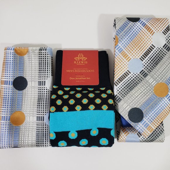 R. Lewis Other - Robert Lewis Navy Neck Tie Hanky Socks Box 3 Set